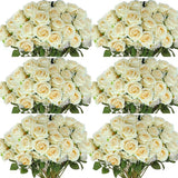 Popxstar 100 Pieces Artificial Roses Flowers Fake Silk Roses Bouquet for Table Centerpiece Vases Wedding Party Decor