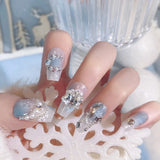 Popxstar Blush Pink False Nails Bowknot Diamond Pearl 3D Design Press on Nail Tips with Harmless Smooth Edge Nails Woman DIY Fake Nails
