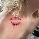 Halloween Red Fake Bite Mark Temporary Tattoos Cosplay Cover The Scar Waterproof Fake Tattoo Sticker for Woman Man