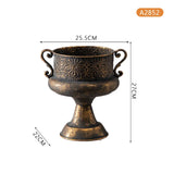 Retro Iron Art Dried Flower Vase Photography Studio Old Decoration Ornament European Romantic Trophy Shaped Crafts