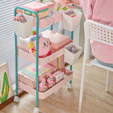Popxstar cabin weekend inspo 3 Layer Contrast Color Trolley Storage Shelf Multi-layer Movable Trolley Cosmetics Snack Storage Rack Bathroom Mobile Shelf Home