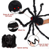 Popxstar Giant Spider Huge Spider Web Halloween Decoration Props Haunted Indoor Outdoor Spooky Plush Large Araneid Prank Trick Supplies