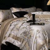Popxstar  Premium 1000TC Egyptian Cotton Yarn-dyed Jacquard Luxury Bedding Set Duvet Cover Flat/Fitted Bed Sheet Pillowcases 4Pcs