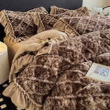 Latest French Style Winter Thickened Milk Fleece 4pcs Bedding Sets Soft Luxury Warm Quilt Cover Sheet Pillowcases