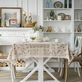 Popxstar  Table Cloth Plain Color Hollow Splicing Small Fresh Dining Table Cloth Restaurant Tablecloth