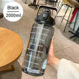 Large Capacity Water Cup 2 Liters Network Red Ins Trend Straw Cup Sports With Scale Portable Simple Leak Proof Portable Drop Res