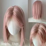 Popxstar Sweet Short Bob Wig for Women Lace Front Wigs Headband Summer Fresh Pink Blonde Short Hair Cosplay Pink Wig Lolita