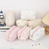 Popxstar 1 pc exquisite bowknot single-layer pencil case, floral pattern design storage bag, a must-have for back to school season
