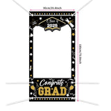 Popxstar 1PC 2025 Graduation Photo Booth Prop Frame Banner for Class of 2025 Graduate Party Shooting Photo Background Prop Decor Supplies