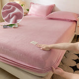 Popxstar Soft Plush Warm Mattress Cover Winter Velvet Material Fitted Sheet Thickened Warm Bed Cover Mattress Protector Multiple Sizes
