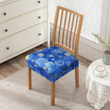 Flowers Print Chair Seat Covers Removable Washable Anti-Dust Stretch Spandex Dining Room Upholstered Chair Cushion Slipcover