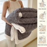 Popxstar Soft Sherpa Throw Blanket for Couch Sofa, Multi Size Fleece 3D Embossed Fuzzy Cozy Blanket for Bed, Thick Blanket for All Season