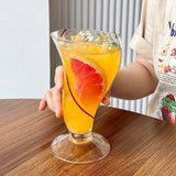 Popxstar  High appearance level glass juice drink glass cold drink glass Home Creative ins Wind ice cream milkshake cup Coffee cup