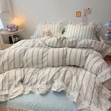 Korean Princess Style Bedding Sets Grand Jacquard Quilt Cover Bedclothes Decor Woman Girls Bedroom Duvet Cover 4pcs
