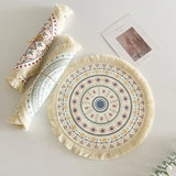 Bohemian Diameter 34cm/16cm Round Insulated Anti-scald Placemat Coaster Kitchen Accessories with Tassels