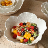 Ceramic Flower Deep Bowl Pure White Creative Relief Tableware Soup Bowl