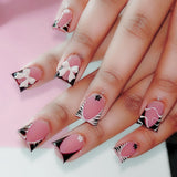 Popxstar Blush Pink False Nails Bowknot Diamond Pearl 3D Design Press on Nail Tips with Harmless Smooth Edge Nails Woman DIY Fake Nails