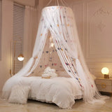 New Folded Bed Canopy Mosquito Net for Girl Women Bedding Romantic Black Yarn 2 Layers Round Dome Tent Curtain Room Decor
