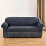 1/2/3/4 Seater Seersucker Sofa Slipcover with Skirt Universal Stretch Sofa Couch Slipcover Easy Fitted Chair Furniture Protector