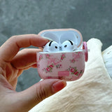 Popxstar  Lovely Pink Flower Gloss Soft Earphone Case for AirPods Pro 2 With Keychain for AirPods 4 3 2 1 Silicone Protection Cover