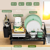Dish Drying Rack,Cutlery Rack With Drain Tray and Drip Line,Cup Holder,Cutlery Holder,Kitchen Countertop Storage Rack