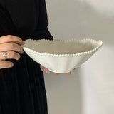 Popxstar Ele White Cerc Western Dinner Plate with  Knot Simple Design Oval ape Fi Plate Home Use Cake Serving Di