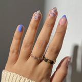 Popxstar  24pcs Colorful Flower Design Press on False Nails Sets Simple Gradient Design Nails Tips Datachable Mid-length Almond Fake Nail