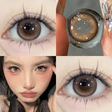 Popxstar  0~-8.00 Degree Color Contact Lenses with Prescription 1 Pair Myopia Brown Lenses Dark Soft Beautiful Pupil Iris Lenses