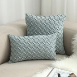 Fashion Car Backrest Cushion Cover Soft Faux Suede Home Decorative Navy Blue Pillow Cover Woven Pattern Green 45x45cm/30x50cm