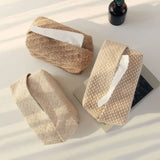Popxstar Checkerboard Woven Tissue Box PU Leather Napkin Case Living Room Office Desktop Home Decoration Creative Paper Towel Cover