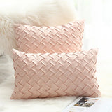 Fashion Car Backrest Cushion Cover Soft Faux Suede Home Decorative Navy Blue Pillow Cover Woven Pattern Green 45x45cm/30x50cm