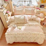 Popxstar room inspo ideas 3pcs 100% Cotton Duvet Cover Set (1*Duvet Cover + 2*Pillowcase, Without Core), Korean lace Bedding Set, Soft Comfortable