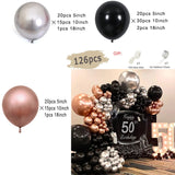 Popxstar Black and Gold Balloons Garland Arch Kit with Starburst Foil Balloons for Wedding Birthday Family Party Decorations Supplies