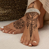 Popxstar  2pcs Black Mandala Tattoo Stickers for Girls, Black Lace Lotus Tattoo Mandala Flower Fake Jewelry Pendant Pattern