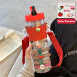 800ML Large Capacity Simple Plastic Water Bottle With Straw Portable Bubble Tea Infuser Filter Girl Student Juice Drinkwater Cup