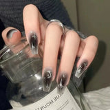 Popxstar 24pcs Gradient Fake Nails French Ballerina Nail Waterproof Faux Medium Coffin false nails Fingernails Press on Nails Tips