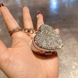 Popxstar  1pc Heart-Shaped Pill Organizer Diamond-Studded Portable Case for Vitamins Medication Weekly Travel Pill Box Portable Compact