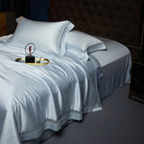 Popxstar  4/6Pcs Hollow Wide Edge Cooling Summer Quilt Soft Silky Lyocell Bamboo Fiber Thin Comforter With Bed Sheet Pillowcases