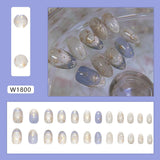 Popxstar 24pcs Romantic Y2k Star Press On Nails Gradient Blue French Style Gold Moon Designs Fake Nail Sweet Almond False Nails For Women