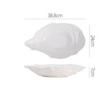 Popxstar  1PC Ceramic Sashimi Plate Creative Oyster Shaped Salad Plate Artistic Concept Cuisine Specialty Plate Hotel Tableware