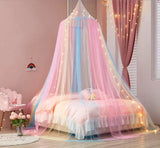 Popxstar Tri Color Rainbow Bedspread Girls Room Canopy Bed Net Suitable for Single Bed/Single Bed//Double Bed Girls Room Decor