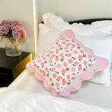 Soft Breathable 100% Cotton Patchwork Pillow Cover with Ruffled Edge Multi Functional Cushion Case for Sofa and Office Easy Care