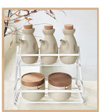 Popxstar Ceramic Seasoning Jar Retro Japanese Style Home Kitchen Salt Chili Sugar Jar Oil Pot Wooden Lid Spice Kitchen Utensils Modern