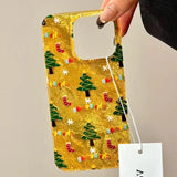 Popxstar  INS Gold Christmas Tree Silicone Phone Case For iPhone 17 Cases iPhone 16 15 14 13 12 11 Pro Max XS X XR 7 8 Plus 16E Air Cover