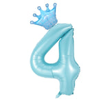Popxstar  40inch Pastel Light Blue Pink Foil Number Balloon With Crown 1 2 3 4 5 6 Boy Girl Birthday Party Baby Shower Wedding Decoration