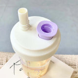 Original Design Purple Bow Water Cup With Straw Cute Coffee Bubble Milk Tea Plastic Cup Large Capacity Students Water Bottle New