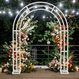White Heavy Duty Square Tube Iron Wedding Arch Metal Backdrop Party Decor Stand Garden Frame US round backdrop