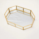 Popxstar Golden Mirror Tray Cosmetic Container Jewelry Organizer Case Bathroom Storage Lipstick Necklace Desktop Makeup Storage Tray Orga