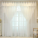 1pc Romantic white color Double Layer blackout Curtains with Sheer,Blocks UV,Heat Insulating , for Living Room, Bedroom