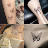 Popxstar  24pcs Butterfly Tattoo Stickers Waterproof Long Lasting Clavicle Sexy Arm Simulation Dark Tattoo Stickers